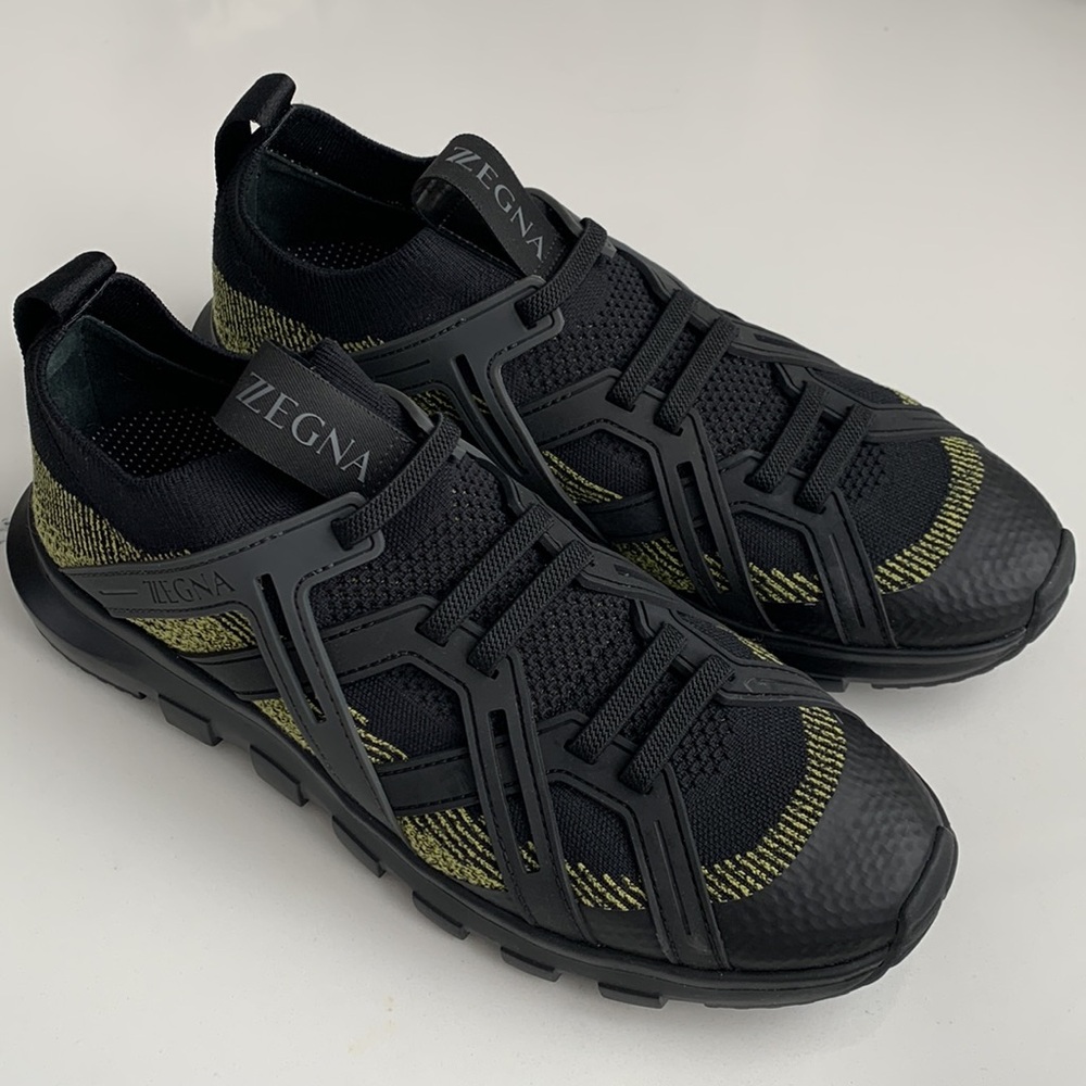 Z Zegna Black and Yellow TechMerino Sneakers